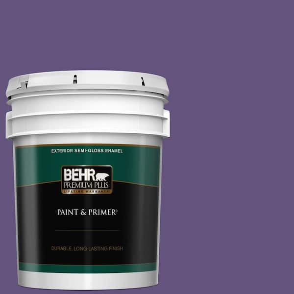 BEHR PREMIUM PLUS 5 gal. #S-G-650 Berry Syrup Semi-Gloss Enamel Exterior Paint & Primer