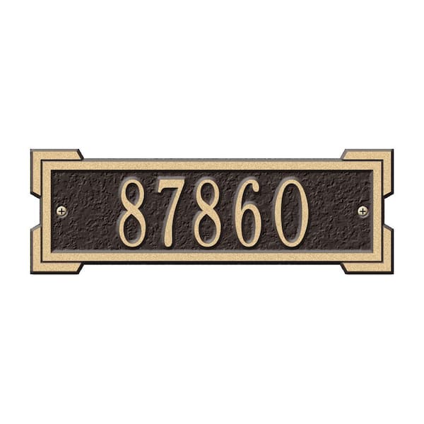 Whitehall Products Rectangular Roanoke Petite Wall 1-Line Address Plaque - Bronze/Gold