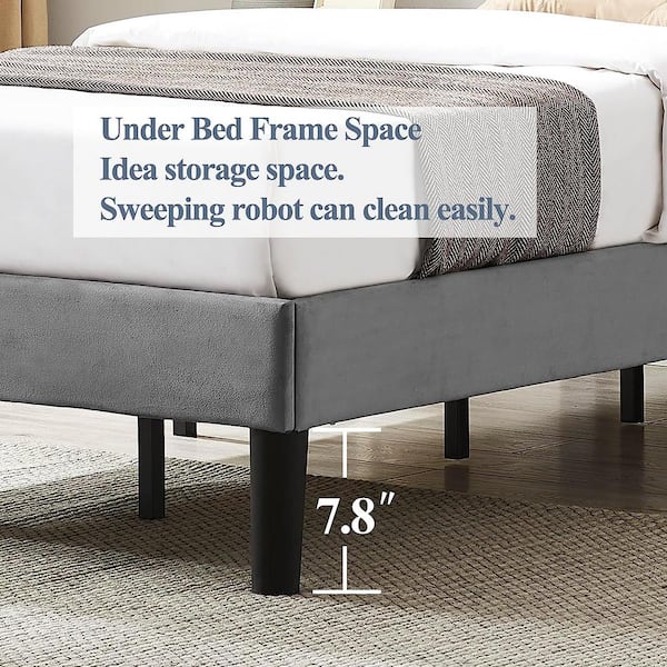 VECELO Upholstered Bed with Adjustable Headboard, No Box