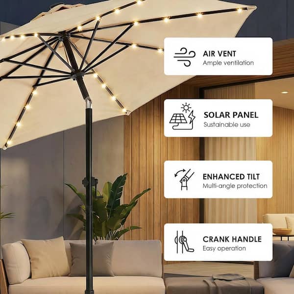 LED Solar Umbrella, 104 LED Lights, 8 Ribs, Multiple Modes, Easy - View #5