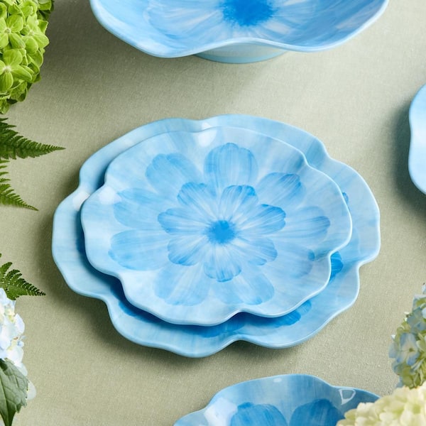 Certified International Wildflower Blue 3-D Floral Salad Plate