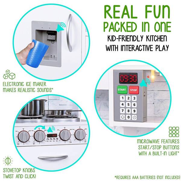 Lil Jumbl Kitchen Set for Kids, Pretend Wooden Play Kitchen, with Accessories, White