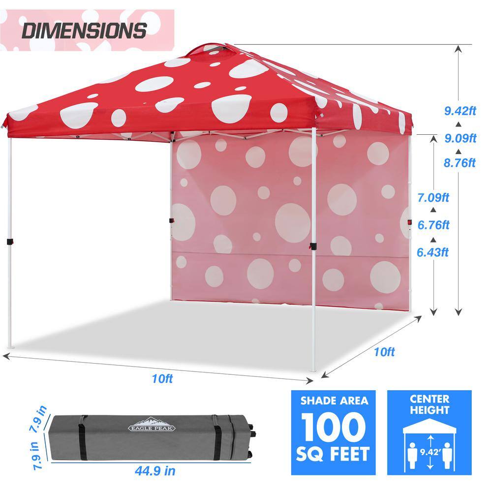 10 ft. Red Mushroom Steel Pop-Up Canopy with White Frame