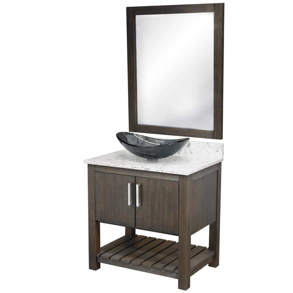 Ocean Breeze 31 in. W x 22 in. D x 31 in. H Single Sink Bath Vanity in Cafe Mocha with Cafe Mocha Quartz Top and Mirror price history on PriceWatchPro