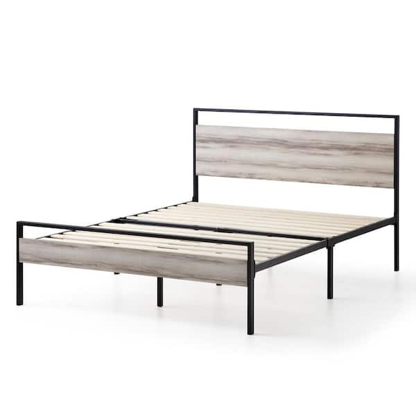 Brookside Nora Gray King Metal And Wood, Wood Platform Bed Frame King