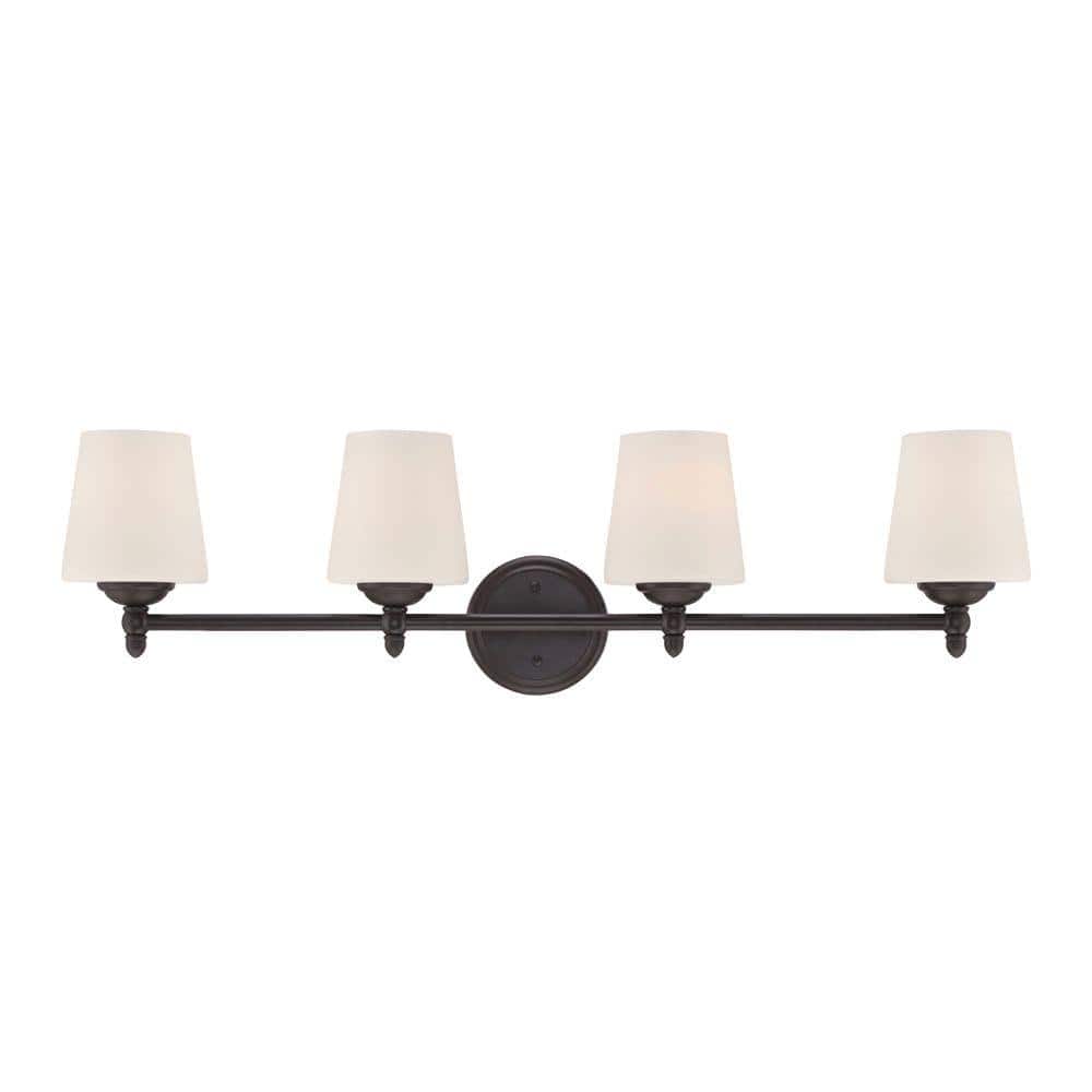 Designers Fountain Darcy 4-Light Oil Rubbed Bronze Vanity Light with White Opal Glass Shades -  15006-4B-34