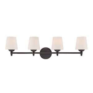 Darcy 4-Light Oil Rubbed Bronze Vanity Light with White Opal Glass Shades