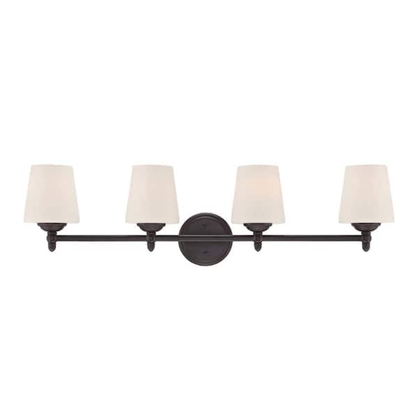 Designers Fountain Darcy 4-Light Oil Rubbed Bronze Vanity Light with White Opal Glass Shades