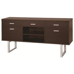 Spacious Cappuccino 5-Drawer Credenza Desk 15.5 in. L x 60 in. W x 30 in. H