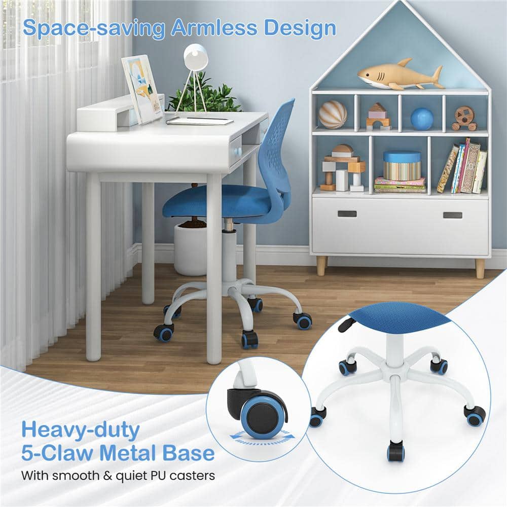 Blue Mesh Adjustable Height Children's Swivel Chair