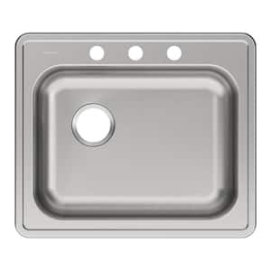 Dayton Drop-In Stainless Steel 25 in. 3-Hole Single Bowl Kitchen Sink with Left Drain