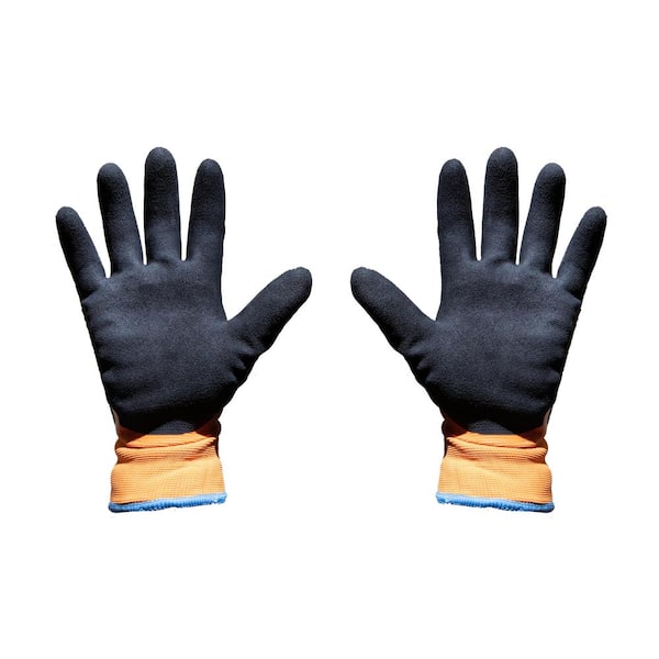 G & F Winter Gloves Waterproof, Double Latex Coated, Thermal Shell, Color Orange, XX-Large