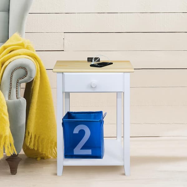 Casual Home Night Owl Nightstand with USB Port Warm Brown
