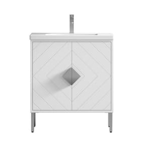 Eileen 29.50 in. W x 18. in D. x 34.25 in. H Bathroom Vanity in White Color with White Acrylic Top