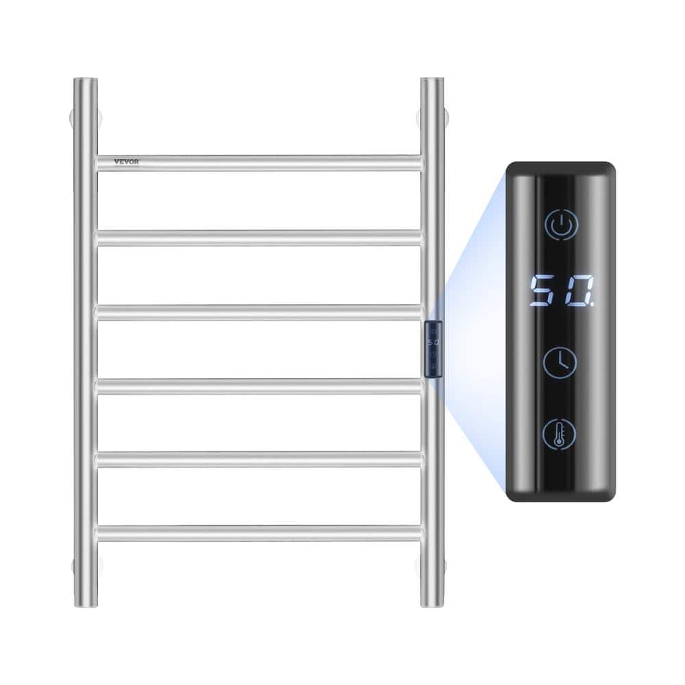 VEVOR 6 Bars Towel Warmer Rack, Wall Mounted Heated Towel Rack for ...
