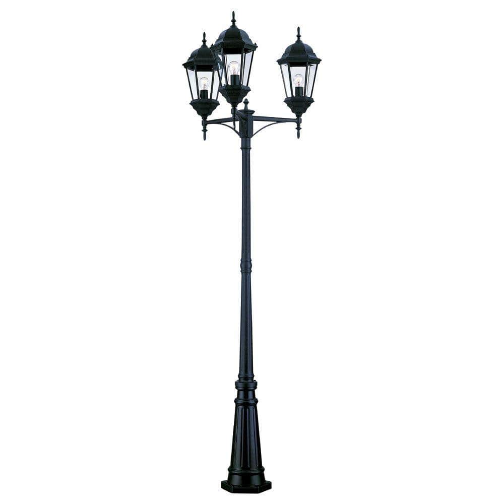Richmond Matte Black 3-Head Aluminum Post Light