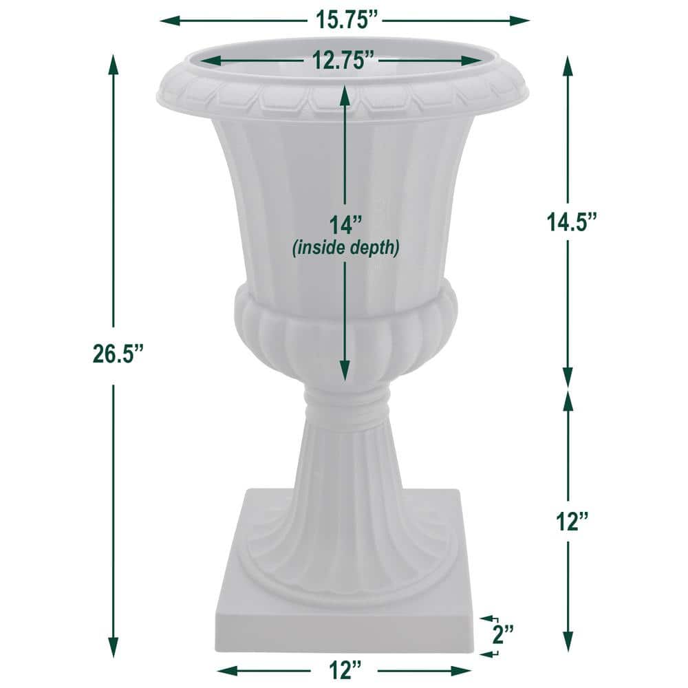 Large Black Plastic Outdoor Pedestal Urn Planter Set