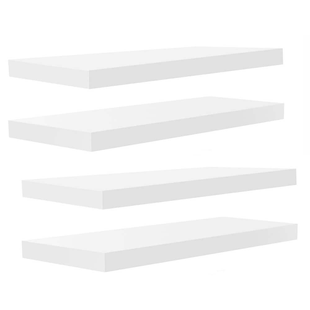 24 in. W x 9 in. D White Floating Shelves Decorative Wall Shelf (Set of 4)