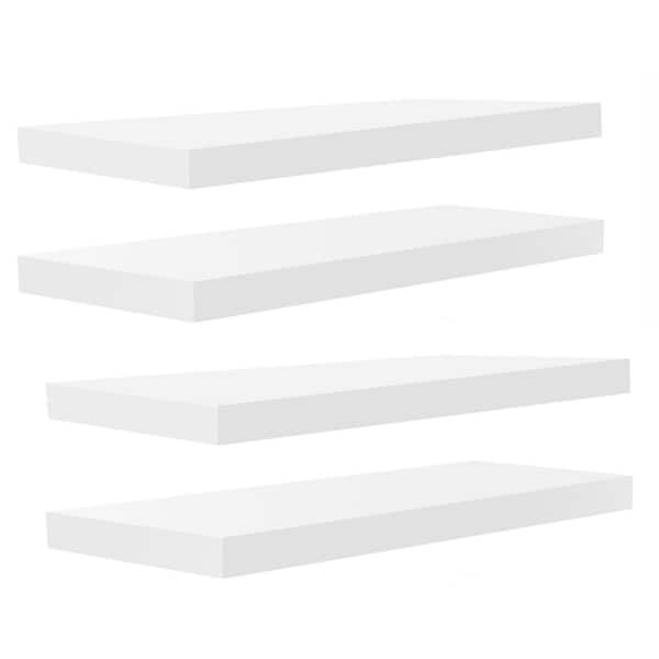24 in. W x 9 in. D White Floating Shelves Decorative Wall Shelf (Set of 4)