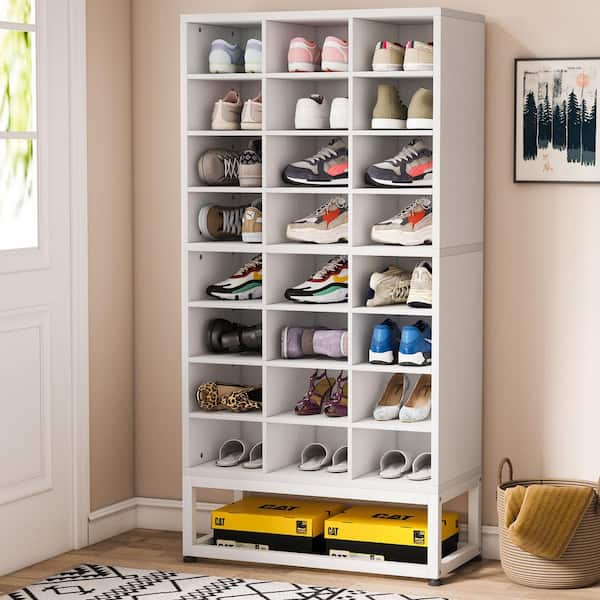 BYBLIGHT 55 in. H x 25 in. W White 24-Pairs Shoe Storage Cabinet