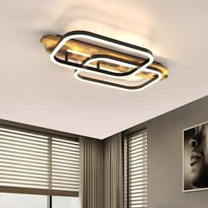 24.4 in. Modern Dimmable Integrated LED Retro Black Ellipse Geometric Semi-Flush Mount Ceiling Light with Remote Control
