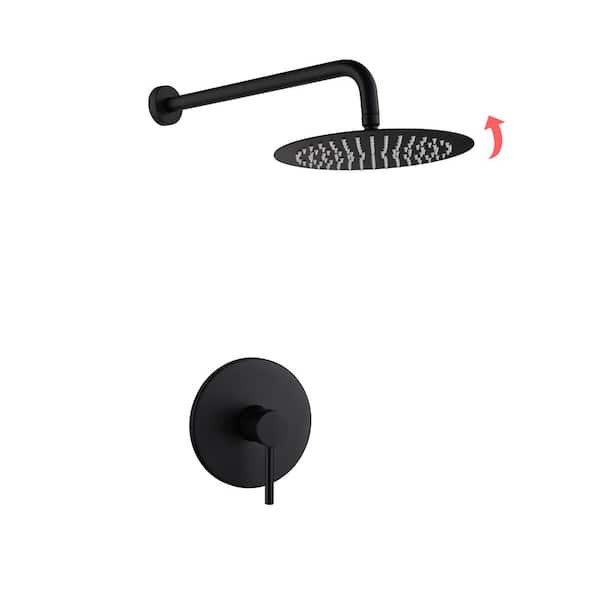 YONKI SUNSHIN INC Single Handle 1-Spray Pattern 1 Showerhead Shower Faucet Set 1.5 GPM with High Pressure Hand Shower in Matt Black