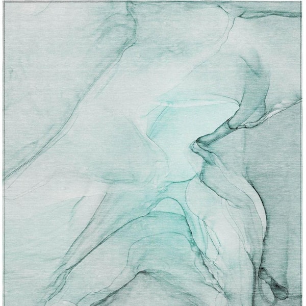 Teal 3 ft. x 5 ft. Abstract Indoor / Outdoor Area Rug