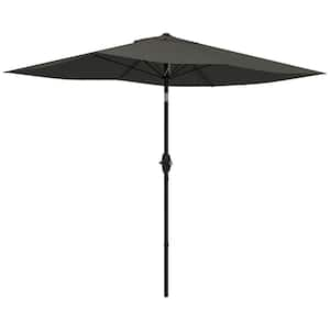 6.5 ft. x 10 ft. Dark Gray Rectangular Market Umbrella, Patio Outdoor Table Umbrella with Crank and Push Button Tilt