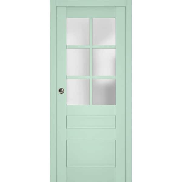 Sartodoors 30 in. x 96 in. 1 Panel Oliva Finished Solid Wood Sliding Door with Hardware