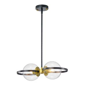 Wendall 5 in. 2-Light Indoor Black Pendant Lamp with Light Kit