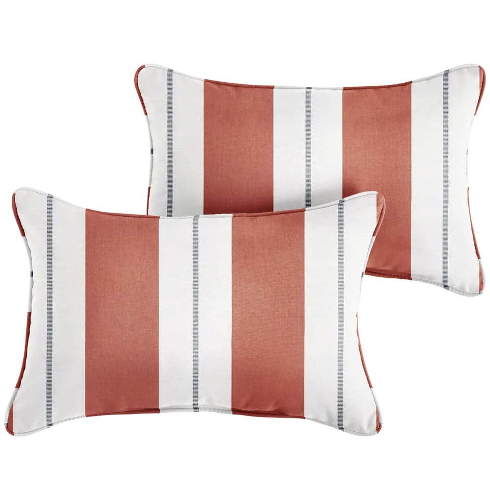 SORRA HOME Sunbrella Relate Persimmon Rectangle Indoor/Outdoor Lumbar