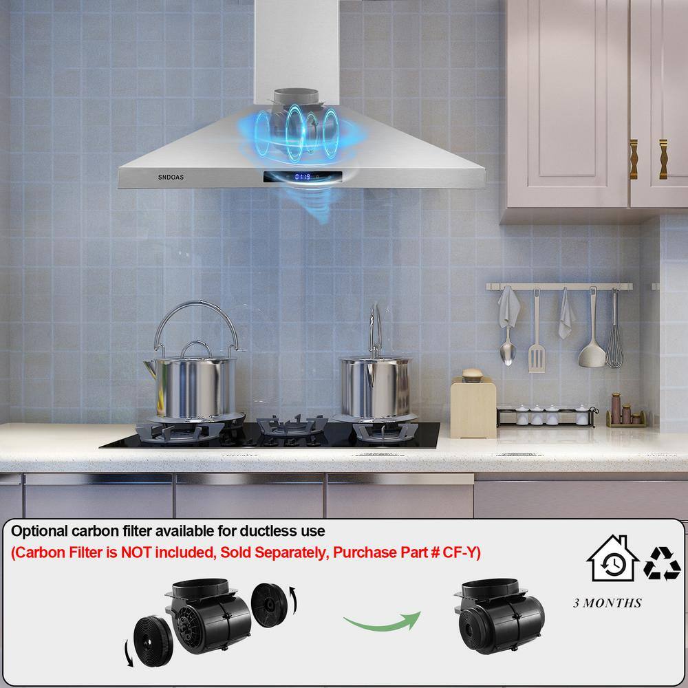 30 Inch Stainless Steel Wall Mounted Range Hood with Touch Control