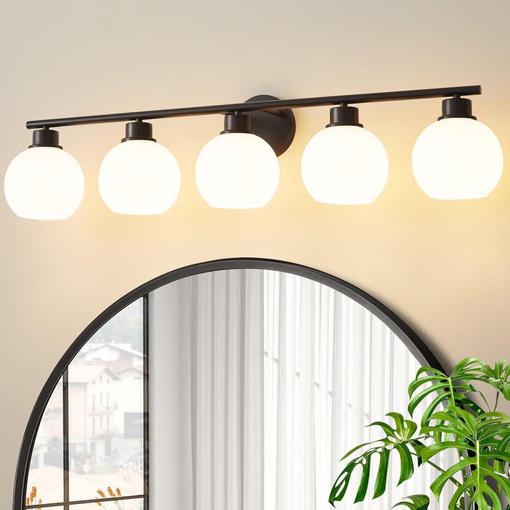Deyidn Modern 38.98 in. 5-Light Black Bathroom Vanity Light Interior ...