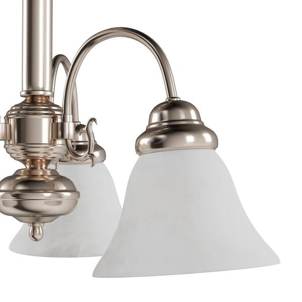 Glomar 3 Light Brushed Nickel Chandelier With Alabaster Glass Bell Shades Hd 182 Glomar 3 Light Brushed Nickel, 3 Light Brushed Nickel Chandelier With Alabaster Glass Shade
