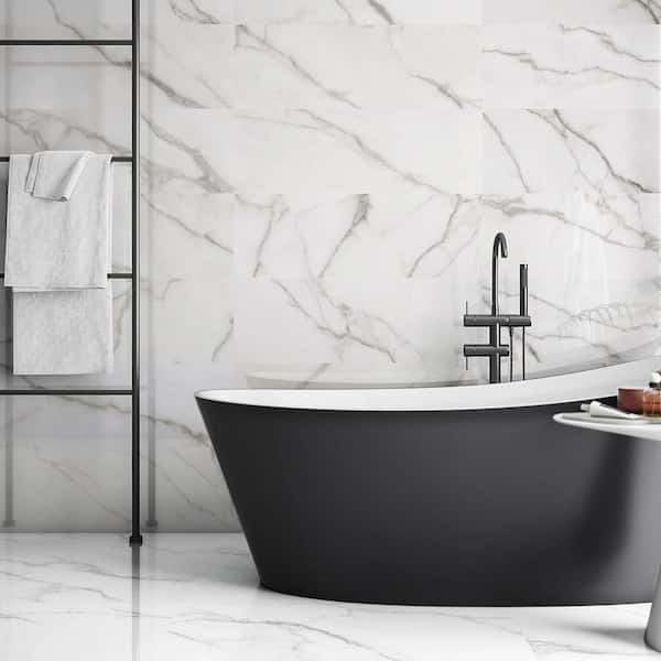 ruriii　エクリュ36 Jeffrey Court Turret Statuario White 12 in. x 36 in. Glossy