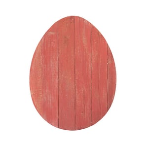 18 in. Rustic Red Rustic Farmhouse Red Wooden Large Egg