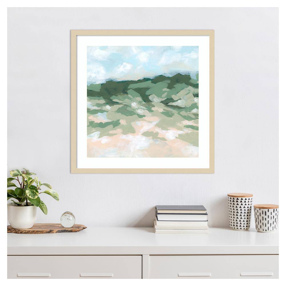 Blockbrush Valley II Abstract Landscape Framed Print in Natural Wood