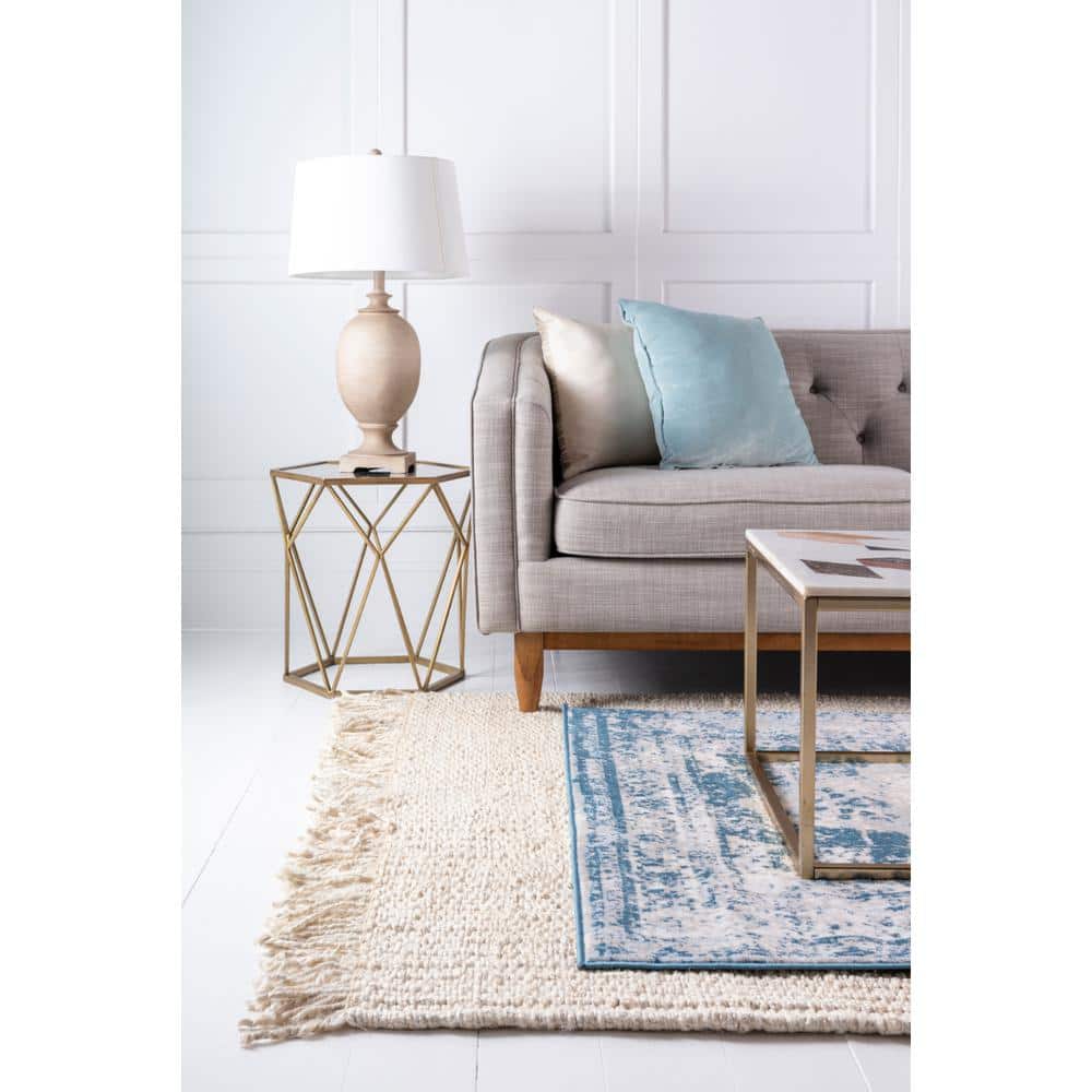 Sofia 9' x 12' Blue and Off-White Rectangular Area Rug