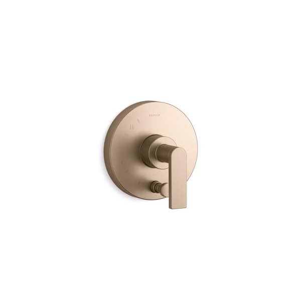 KOHLER Composed Rite-Temp Valve Trim With Push-Button Diverter And Lever Handle in Vibrant Brushed Bronze