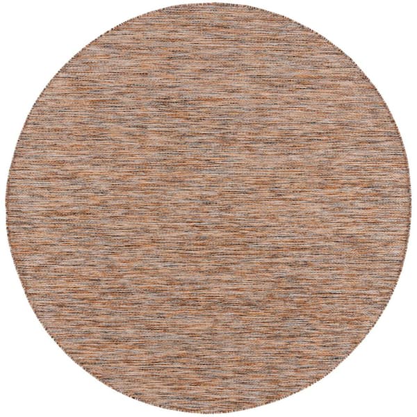 Courtyard Dark Gray/Rust 7 ft. x 7 ft. Dotted Diamond Indoor/Outdoor Round Area Rug