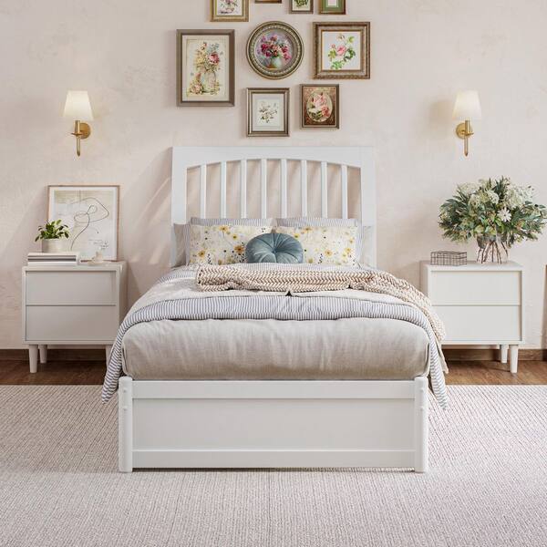 AFI Roslyn White Solid Wood Frame Twin XL Platform Bed with