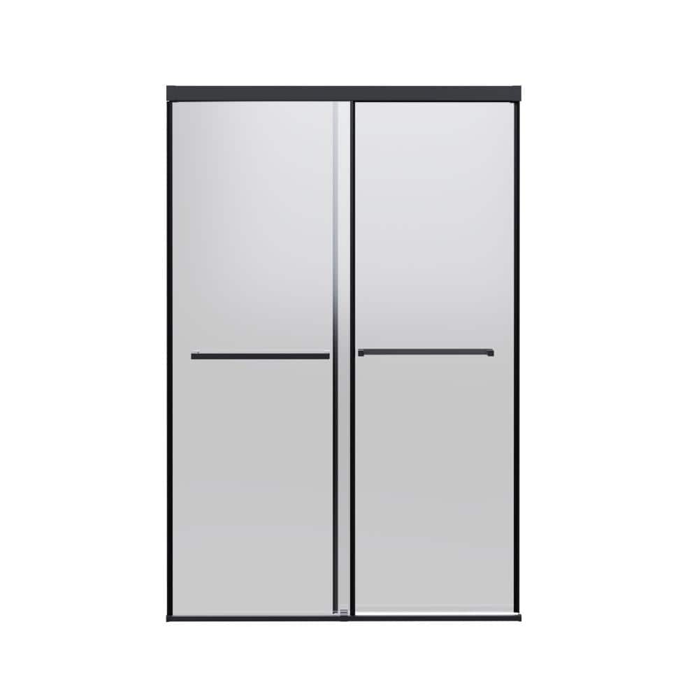 48 in. W x 72 in. H Double Sliding Frameless Shower Door in Matte Black with Clear Tempered Glass price history on PriceWatchPro