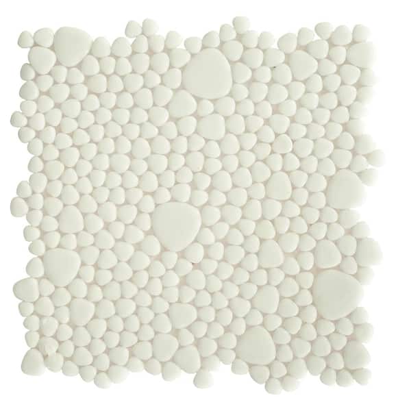 6 in. x 6 in. Blue Purest Glass Tile Love Glossy Glass Wall, Floor, Backsplash and Pools Tile 0.25 sq. ft. Sample