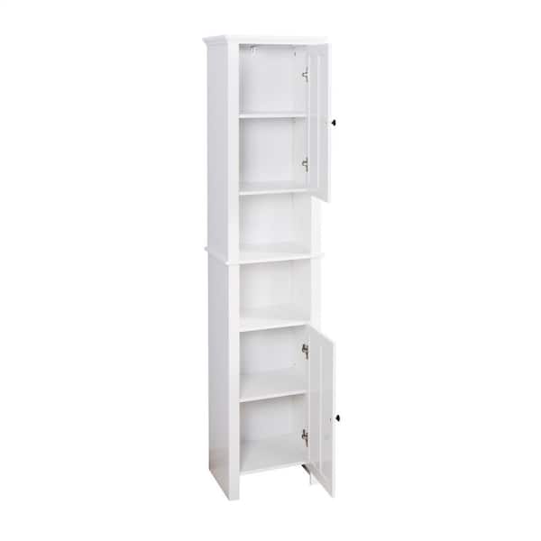 12.6 in. W x 11.81 in. D x 57.48 in. H White Bathroom Storage Cabinet Linen Cabinet with 3 Drawers and 2 Shelves