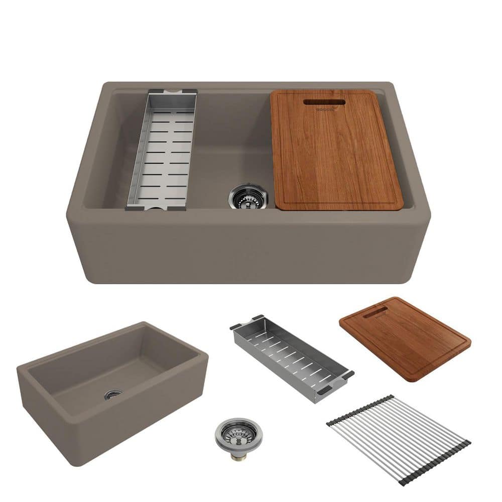 Arona 33 in. Farmhouse Apron-Front Single Bowl Mink Granite Composite Workstation Kitchen Sink w/Accessories price history on PriceWatchPro