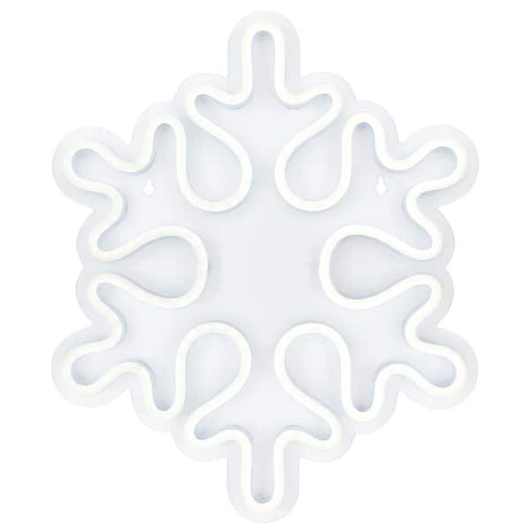 15 in. White LED Lighted Neon Style Snowflake Christmas Window Silhouette