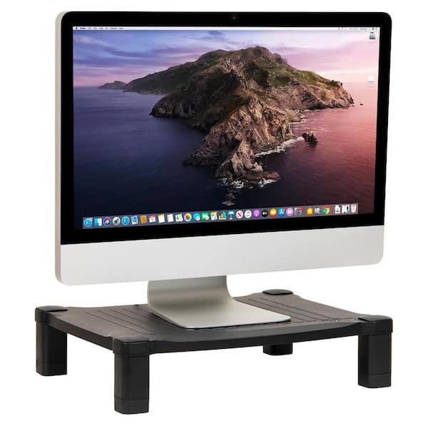 17.25 in. L x 13.25 in. W x 4 in. H Height Adjustable Monitor Stand Desktop Organizer, Black
