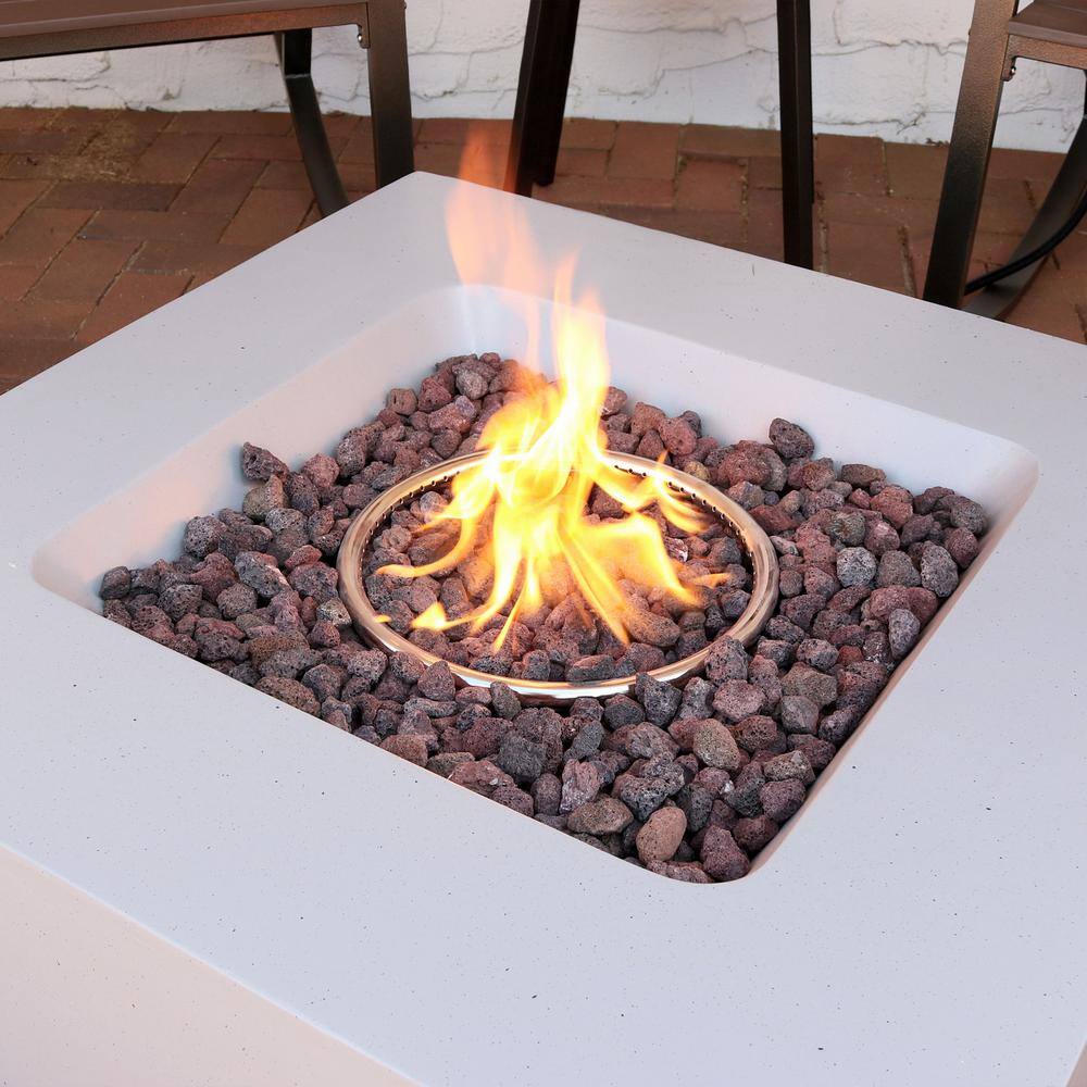 Gray Concrete Square Propane Gas Fire Pit Table