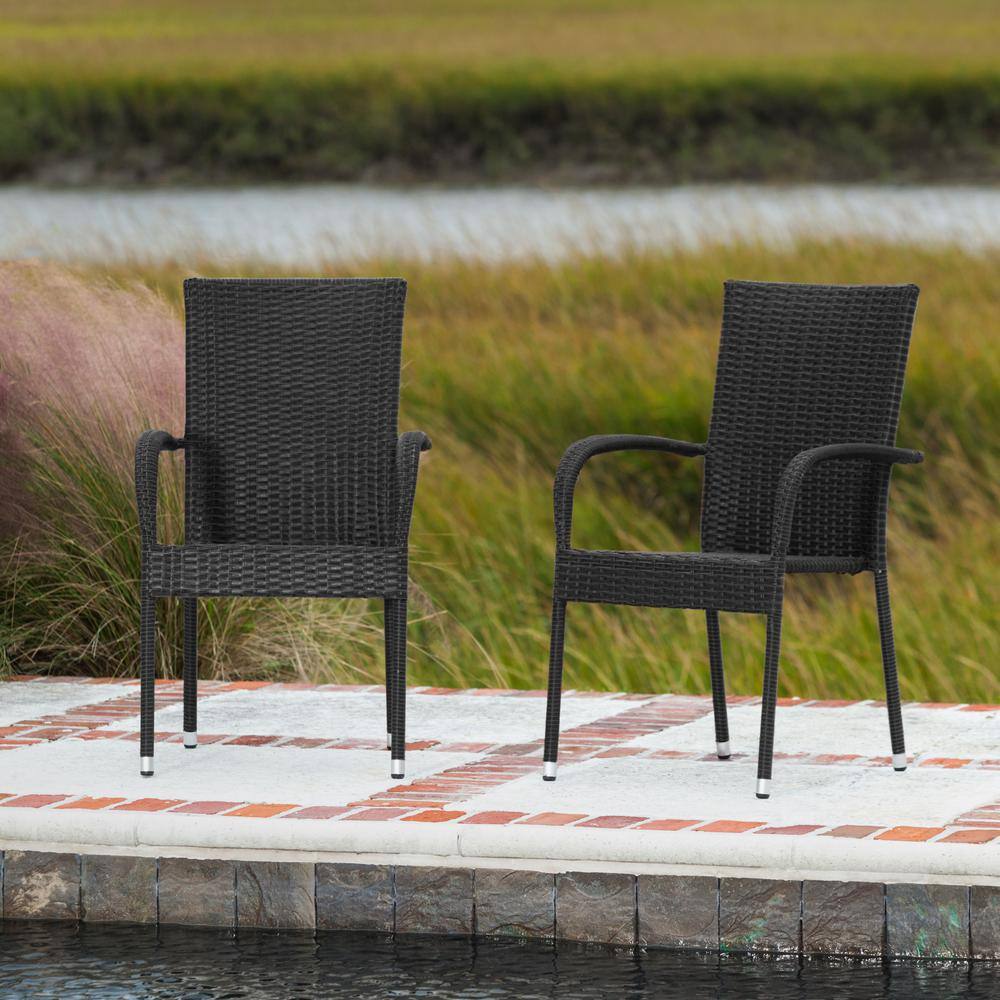 Morgan Black Wicker Outdoor Dining Chair Set of 4