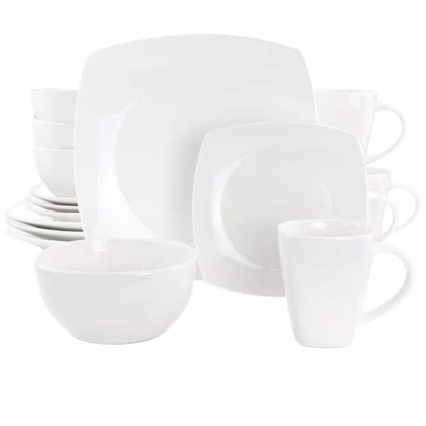 GIBSON ELITE Soho Lounge 16-Piece White Fine Ceramic Dinnerware (Service Set for 4)